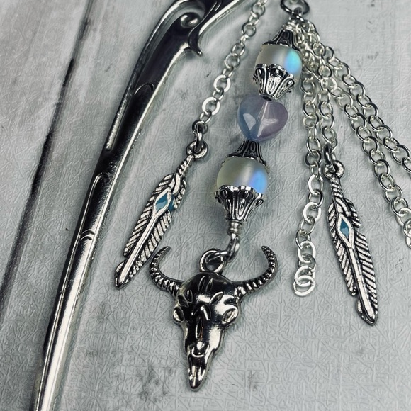 Artisan Moonstone Boho Hand Crafted Hairpin - Picture 13 of 14